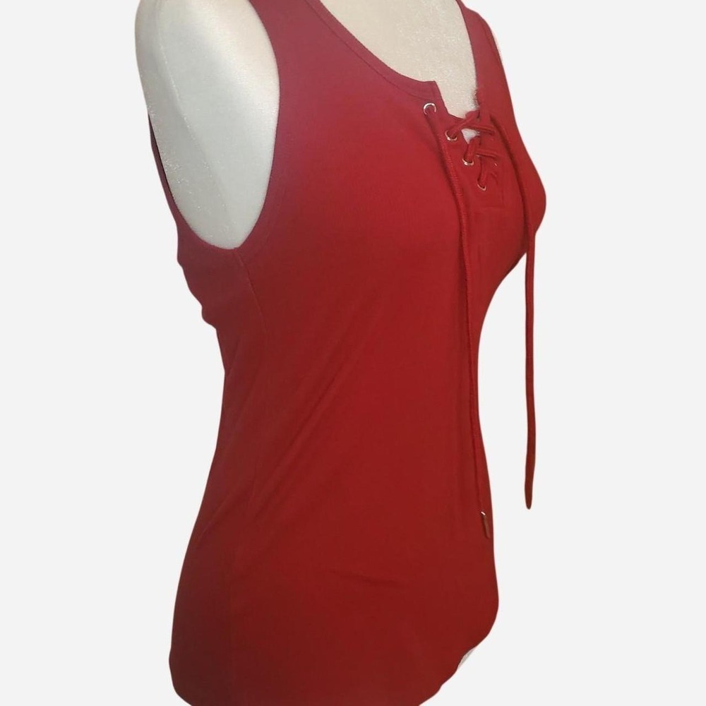 Lace-up red tank top